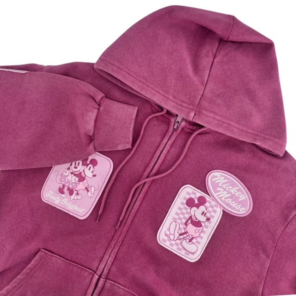 Disney Mickey and Friends Full Zip Hoodie Women's XXL Red Patches